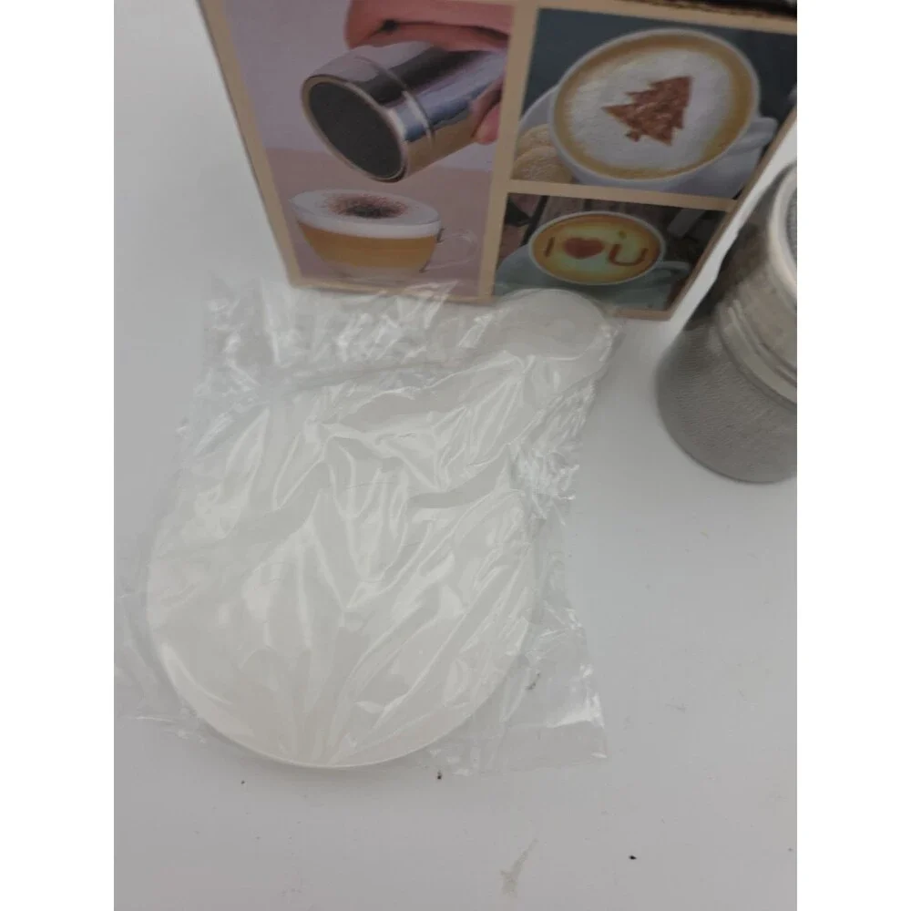 Crenova Coffee Art Stencil Shaker Set w/ 16 Stencils Stainless Steel Latte Cappu